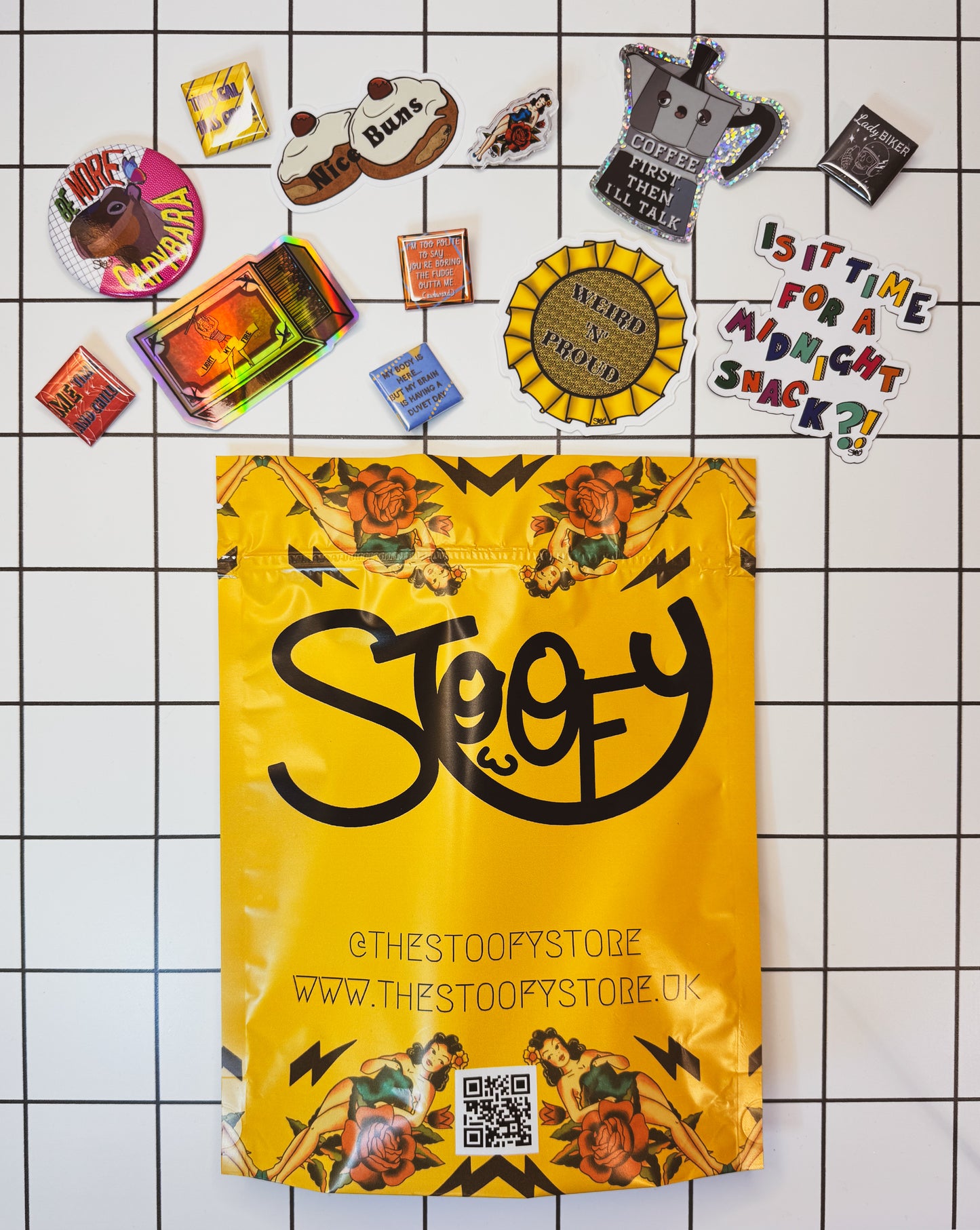 Stoofy Lucky Dip Bag o' Stickers and Badges!