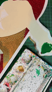 Frankie and Bridie - process gif of Stoofy artwork inspired by vintage horror movies and maximalist culture.