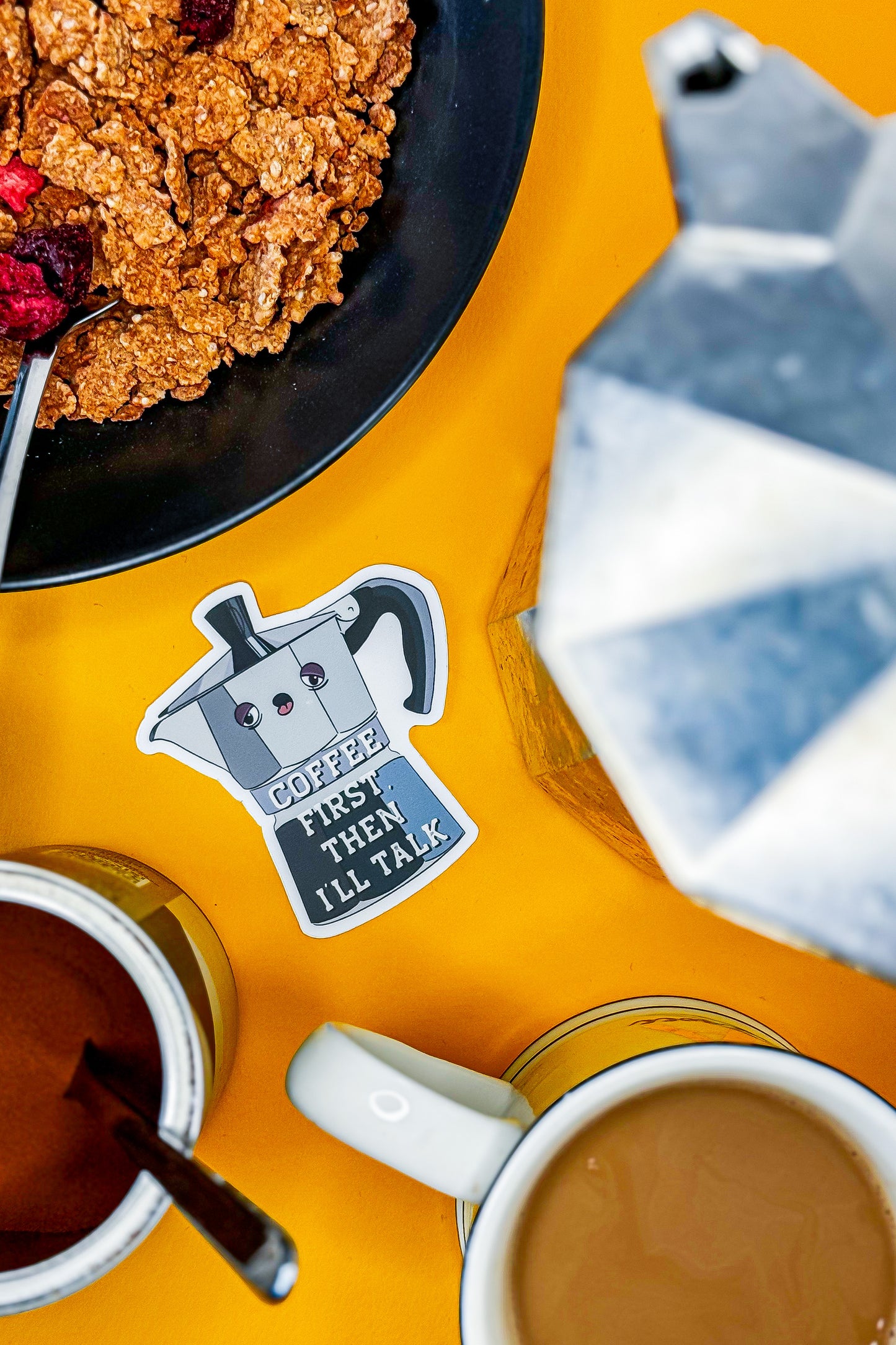 "Coffee First, Then I'll Talk" Die-Cut Vinyl Sticker