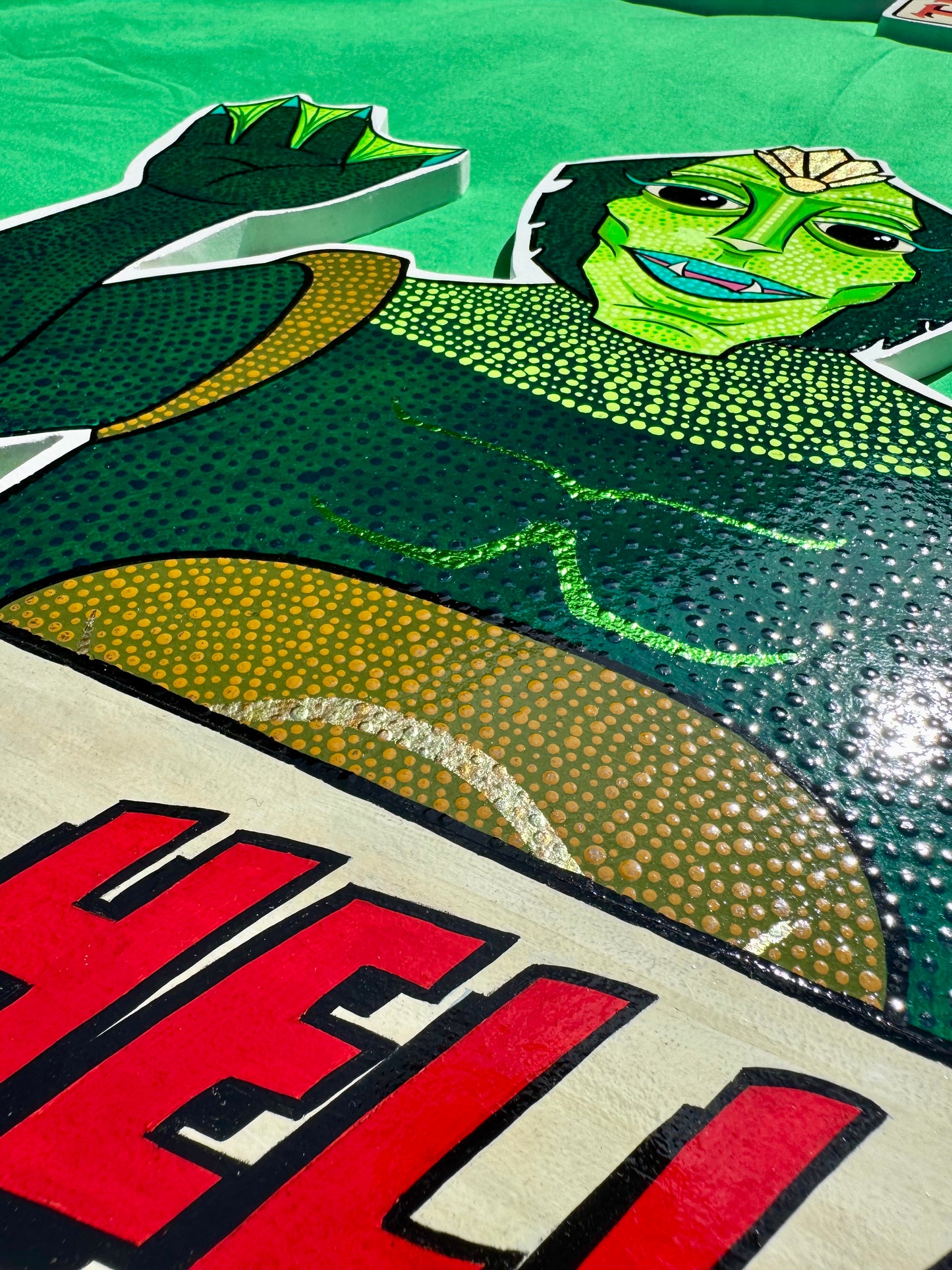 ben-day dots, sign writing, traditional, vintage horror movies, gill man, creature from the black lagoon, universal monsters, halloween