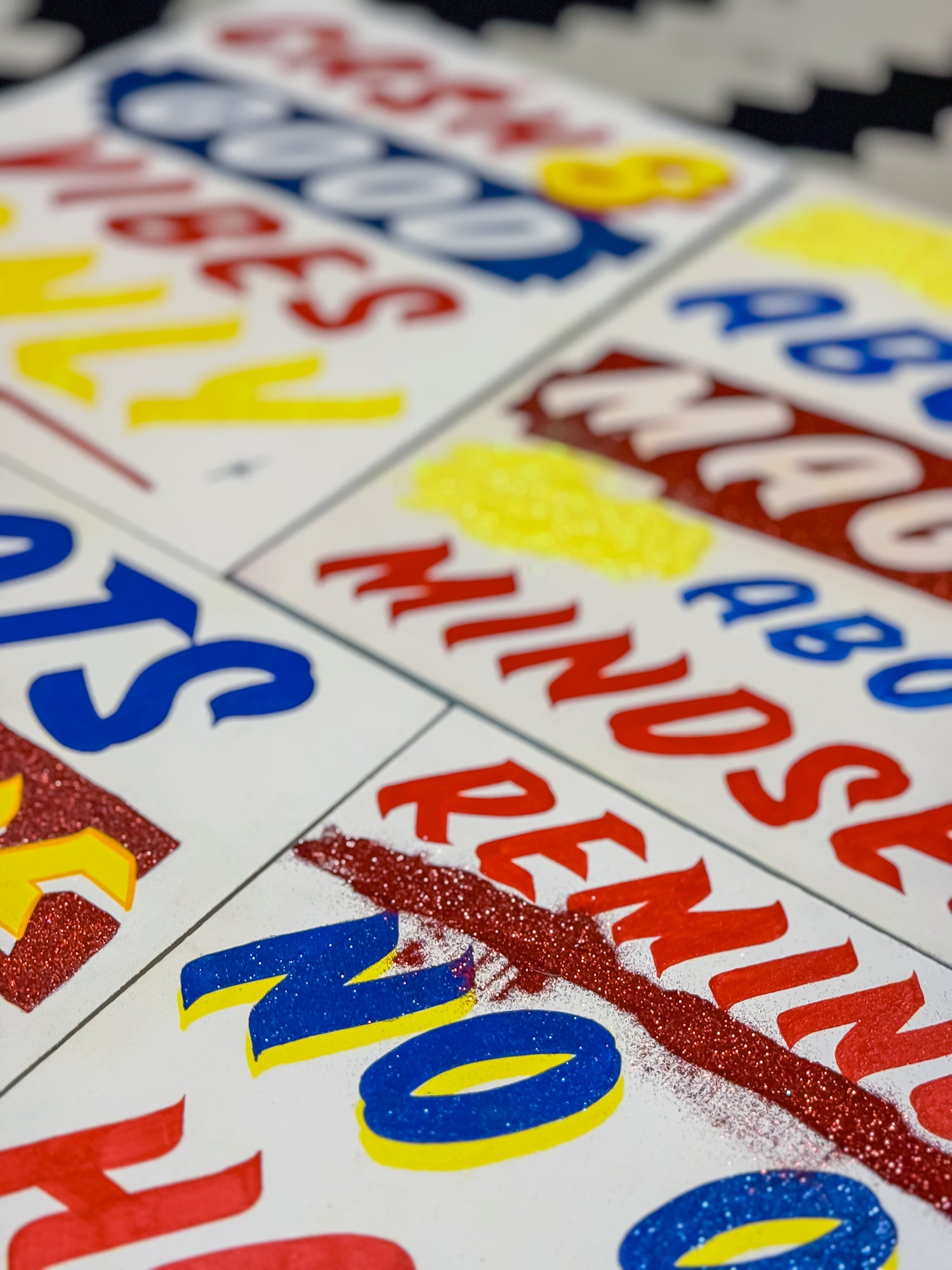 Primary Concerns - contemporary art collection by UK artist Stoofy. Featuring brush script typography in the style of traditional signwriting.