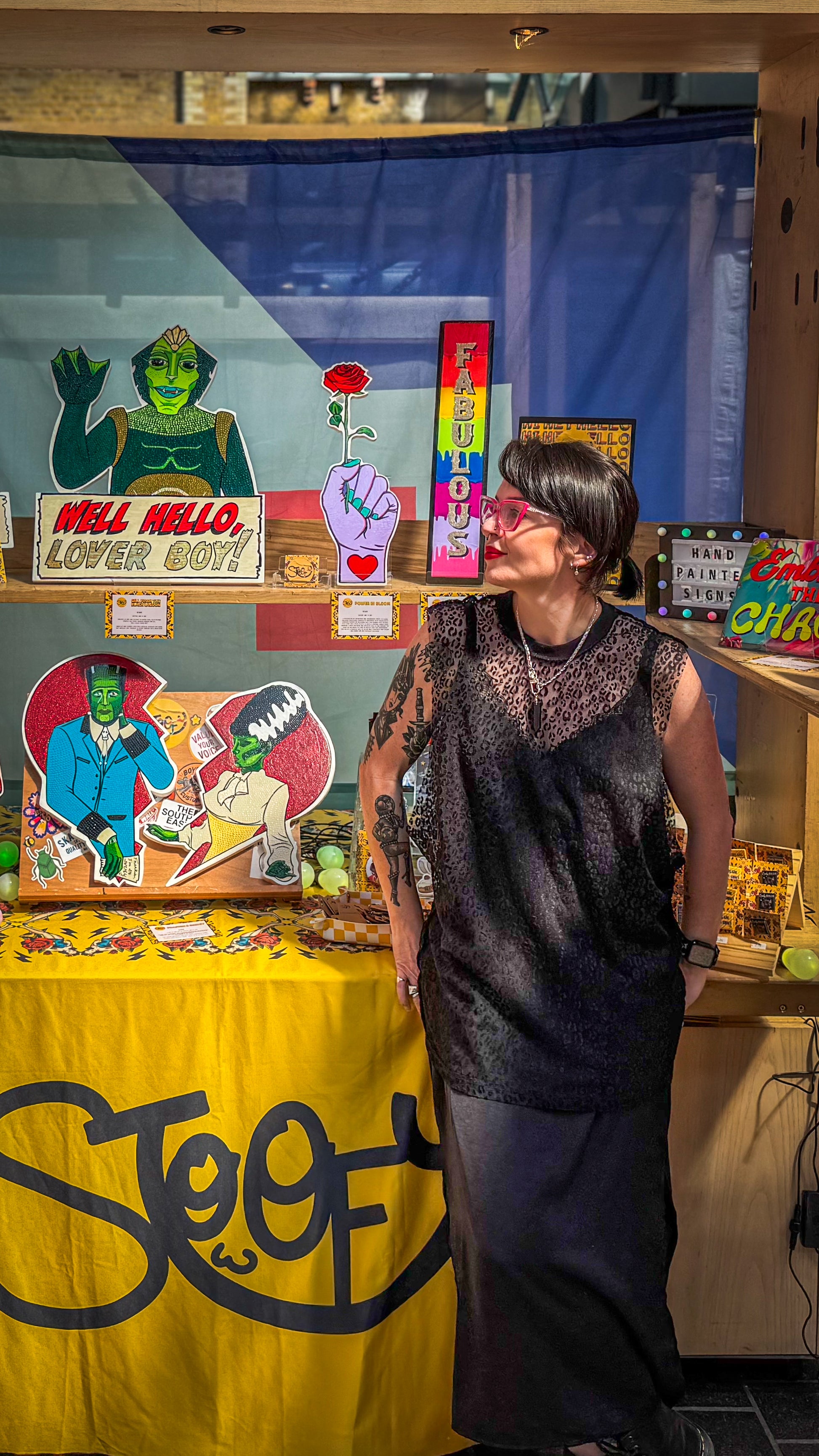 UK Artist, Stoofy with original artworks in the  Monsters Collection.