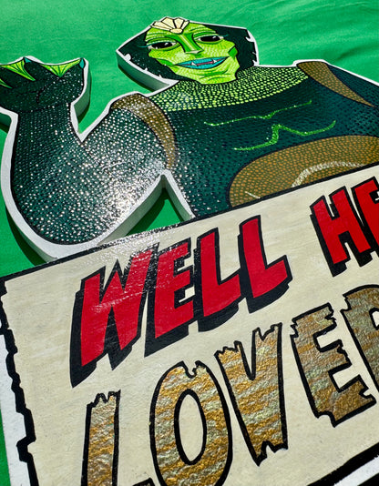 Close up of foiling and sign writing from Monsters Collection by Stoofy. Gill Man Creature from the Black Lagoon, universal monsters, vintage horror icons